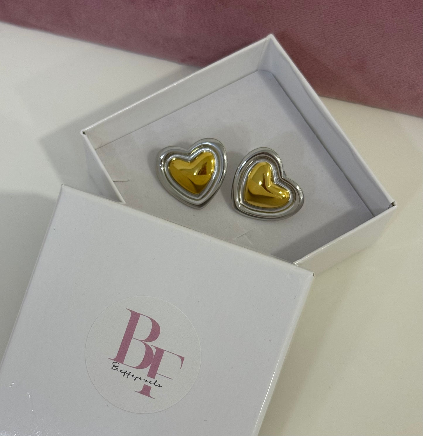Orecchini cuore bicolor