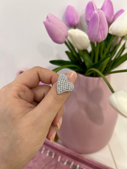 Anello cuore brillantinato